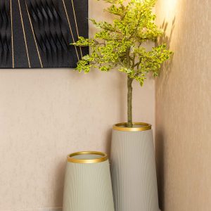 PLASTIC FLOWERPOT(EAT26DZ10-8 ) BEIGE+GOLD(SMALL SIZE)